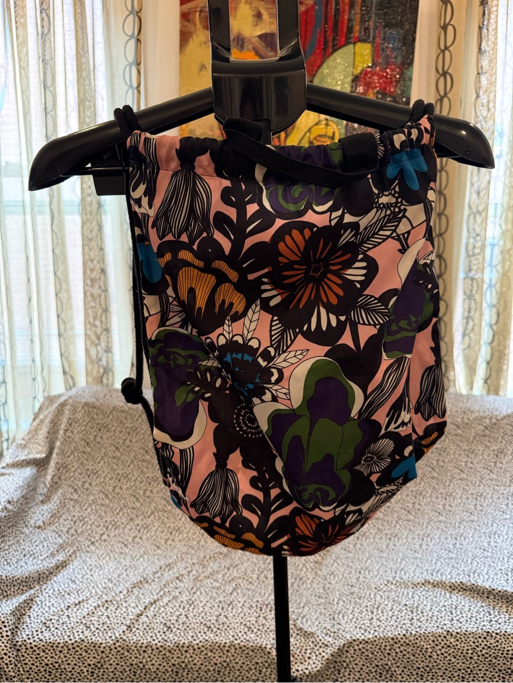 Marimekko Floral Drawstring Bag - Pink, Black, Green, Blue, Orange